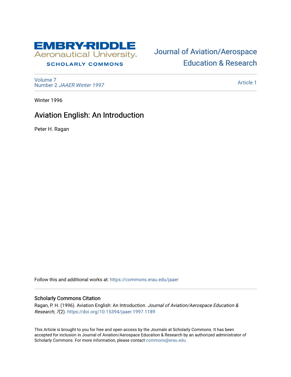 Aviation English: an Introduction