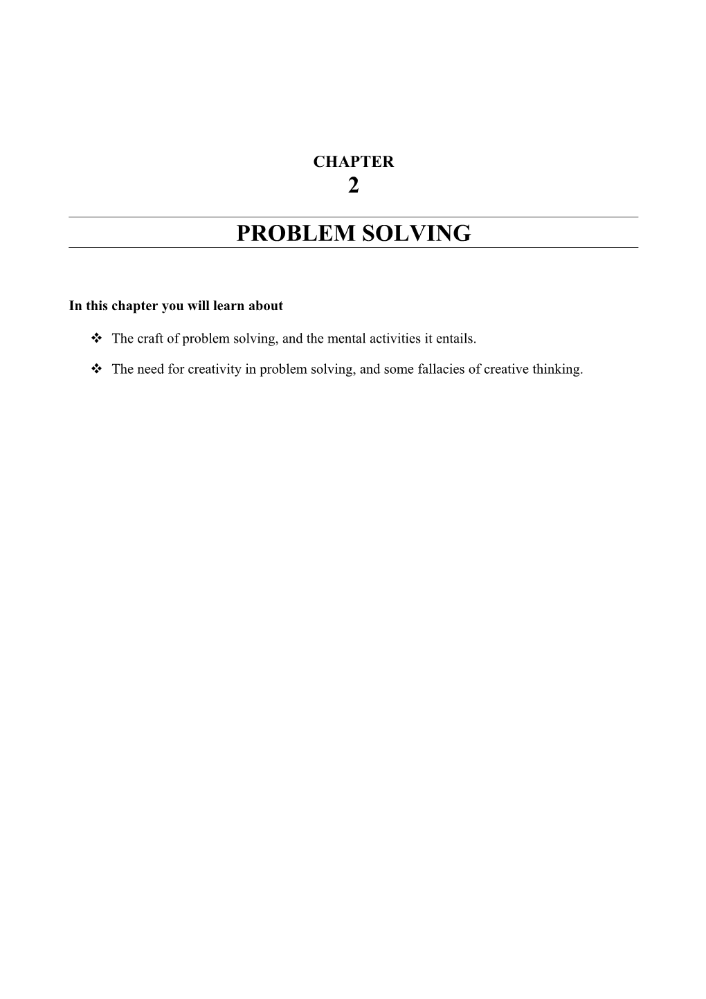 Chapter 2: Problem Solving