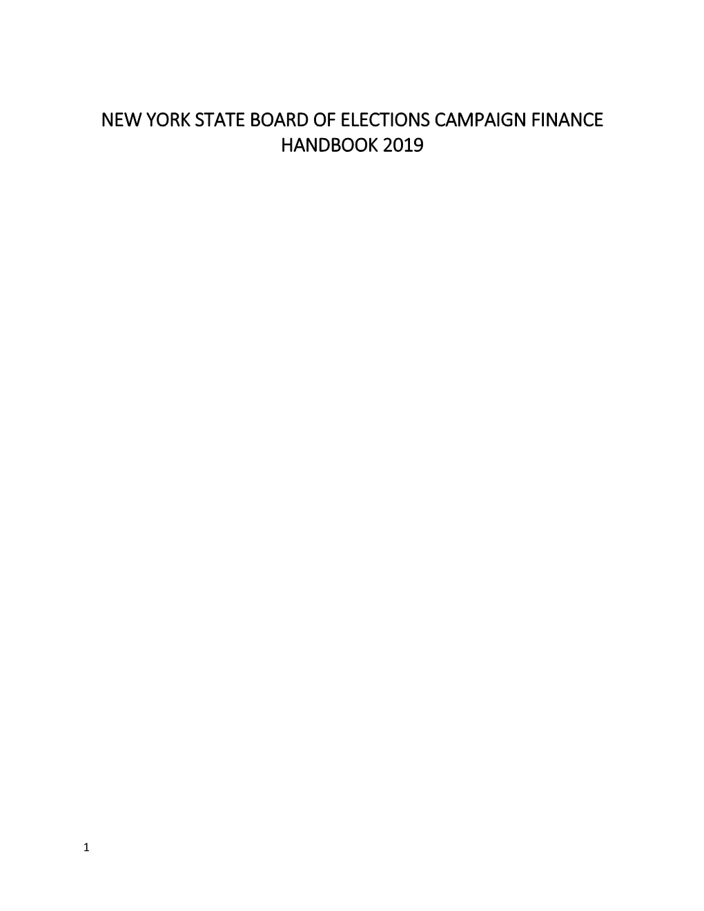 New York Board of Elections Campaign Finance Handbook 2019