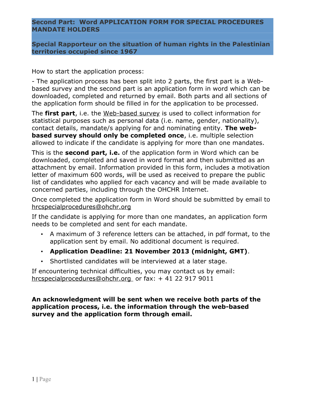 Second Part: Word APPLICATION FORM for SPECIAL PROCEDURES MANDATE HOLDERS s3