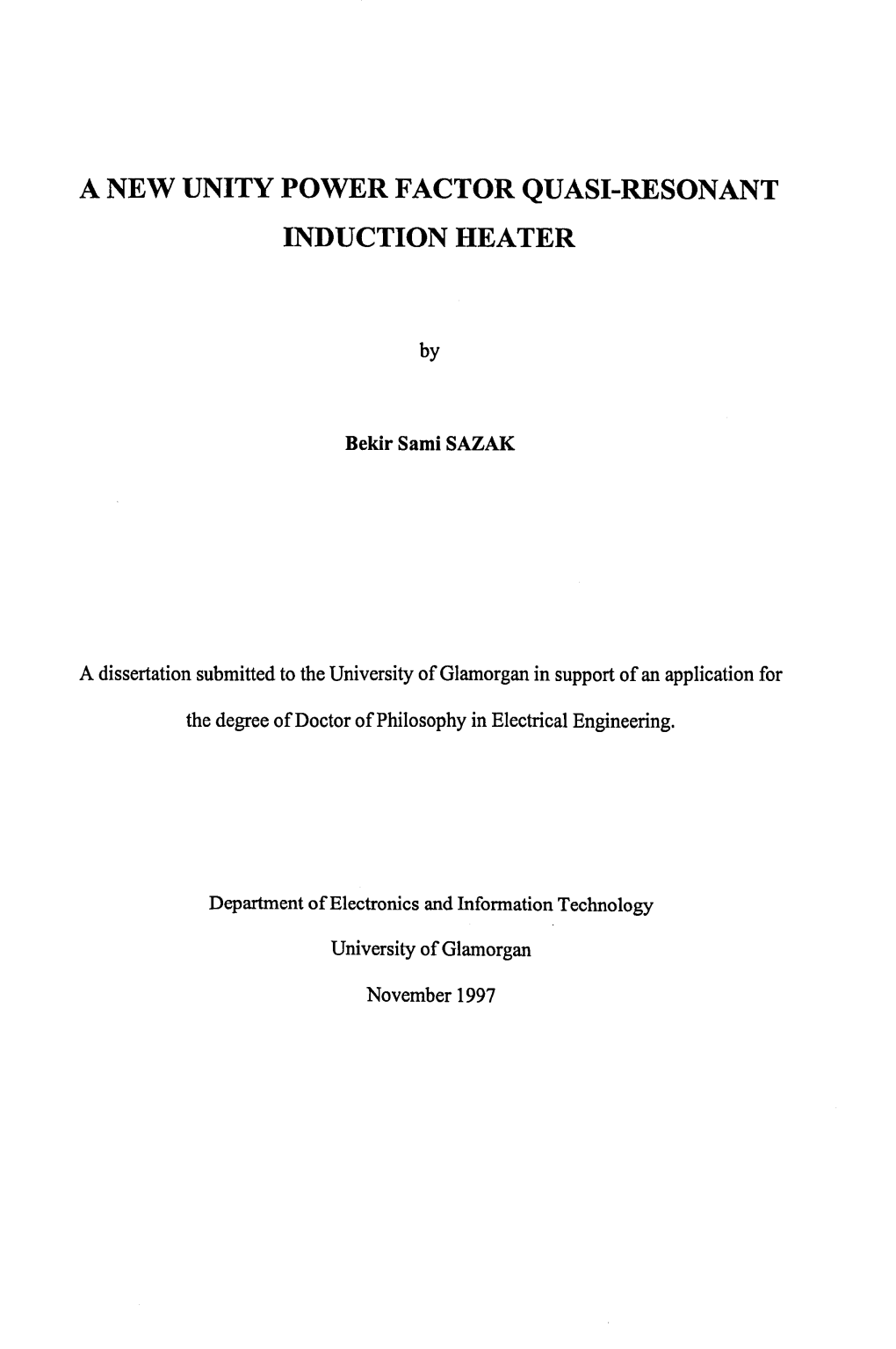 A New Unity Power Factor Quasi-Resonant Induction Heater