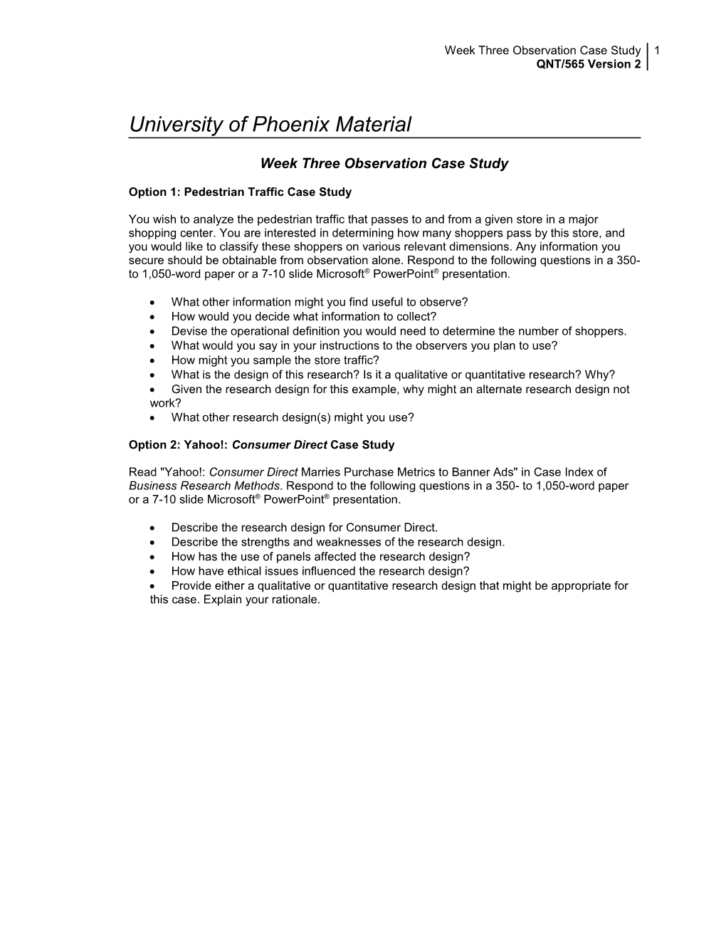 Week Three Observation Case Study