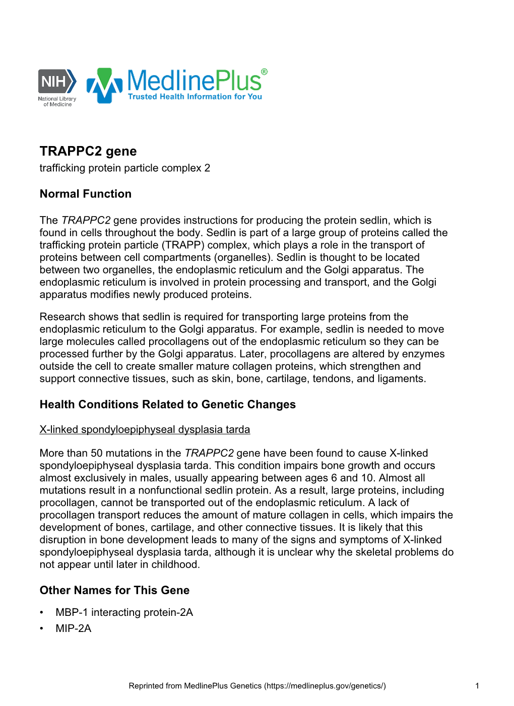 TRAPPC2 Gene Trafficking Protein Particle Complex 2