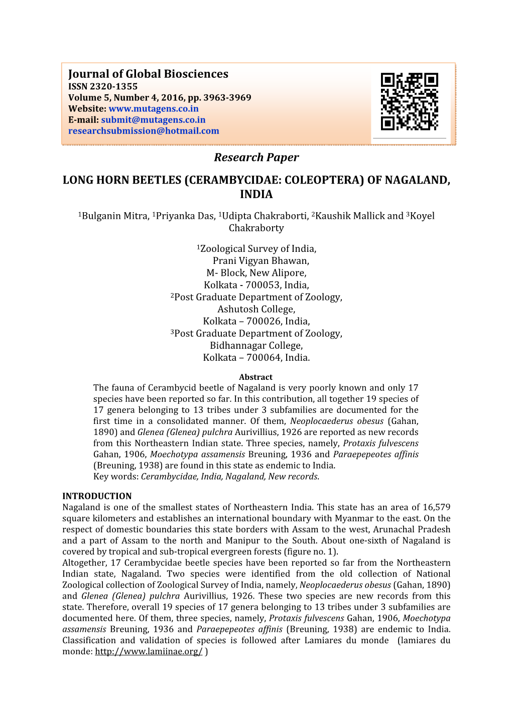 Research Paper LONG HORN BEETLES (CERAMBYCIDAE