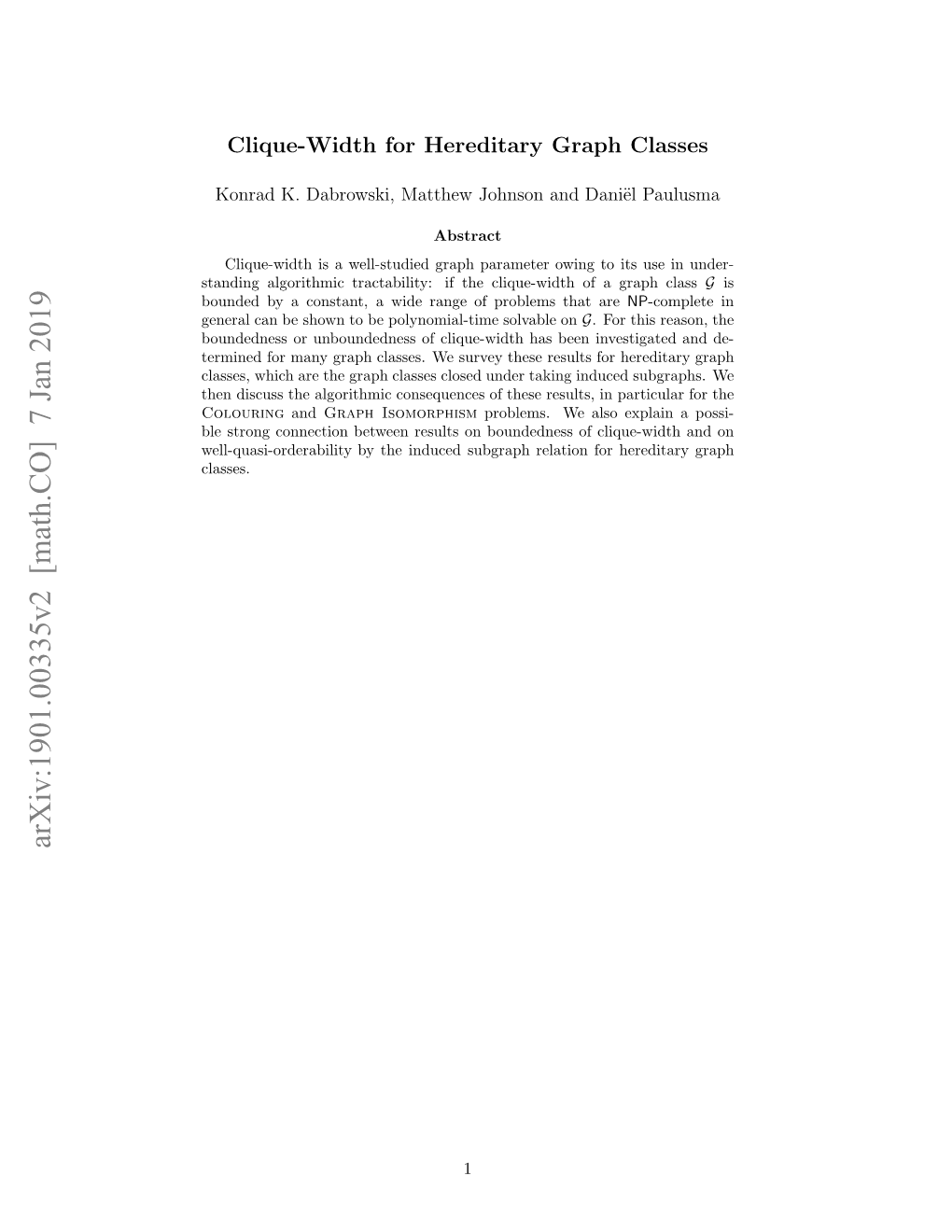 Clique-Width for Hereditary Graph Classes 2