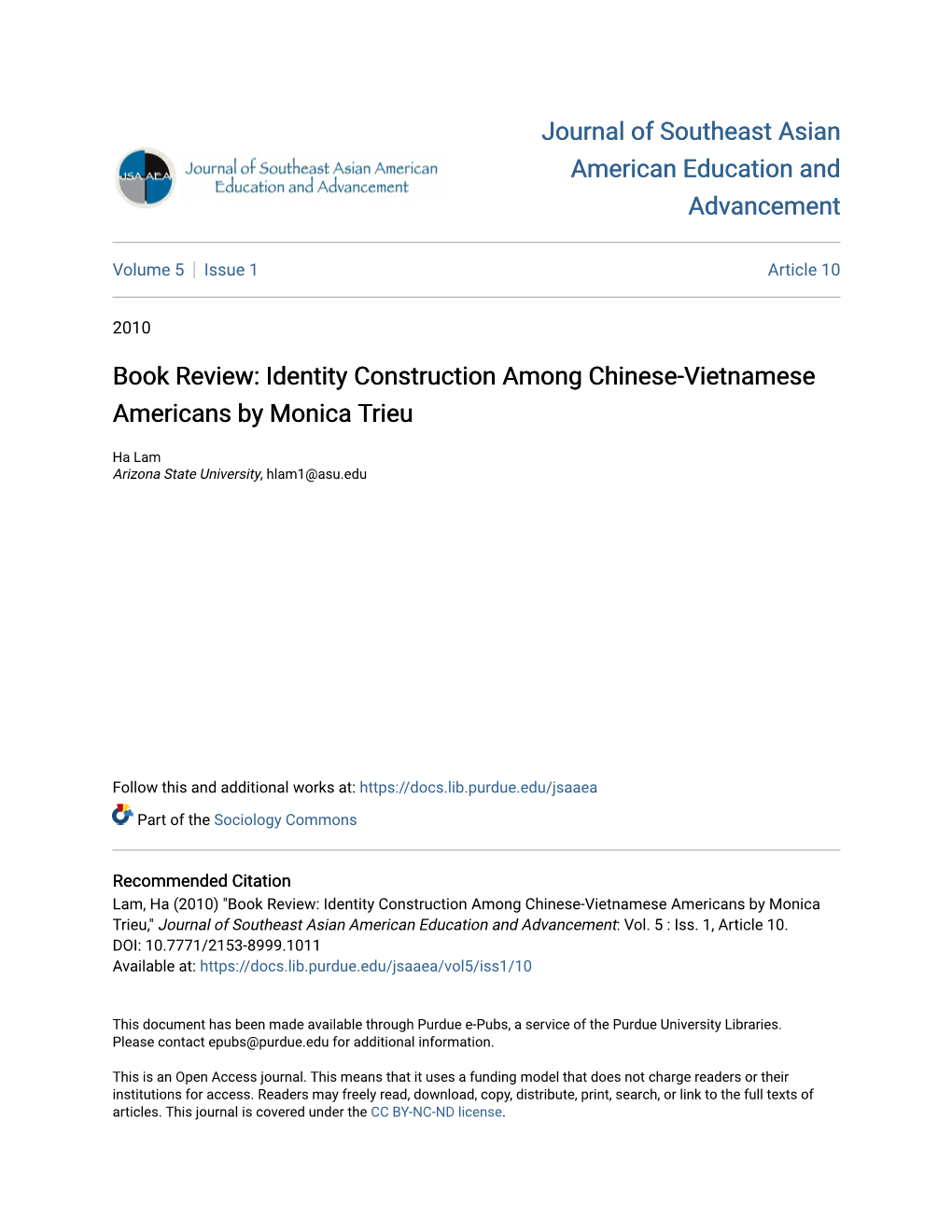 Identity Construction Among Chinese-Vietnamese Americans by Monica Trieu