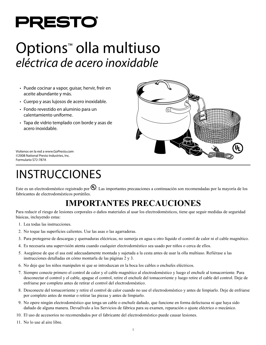 Options™ Olla Multiuso Eléctrica De Acero Inoxidable