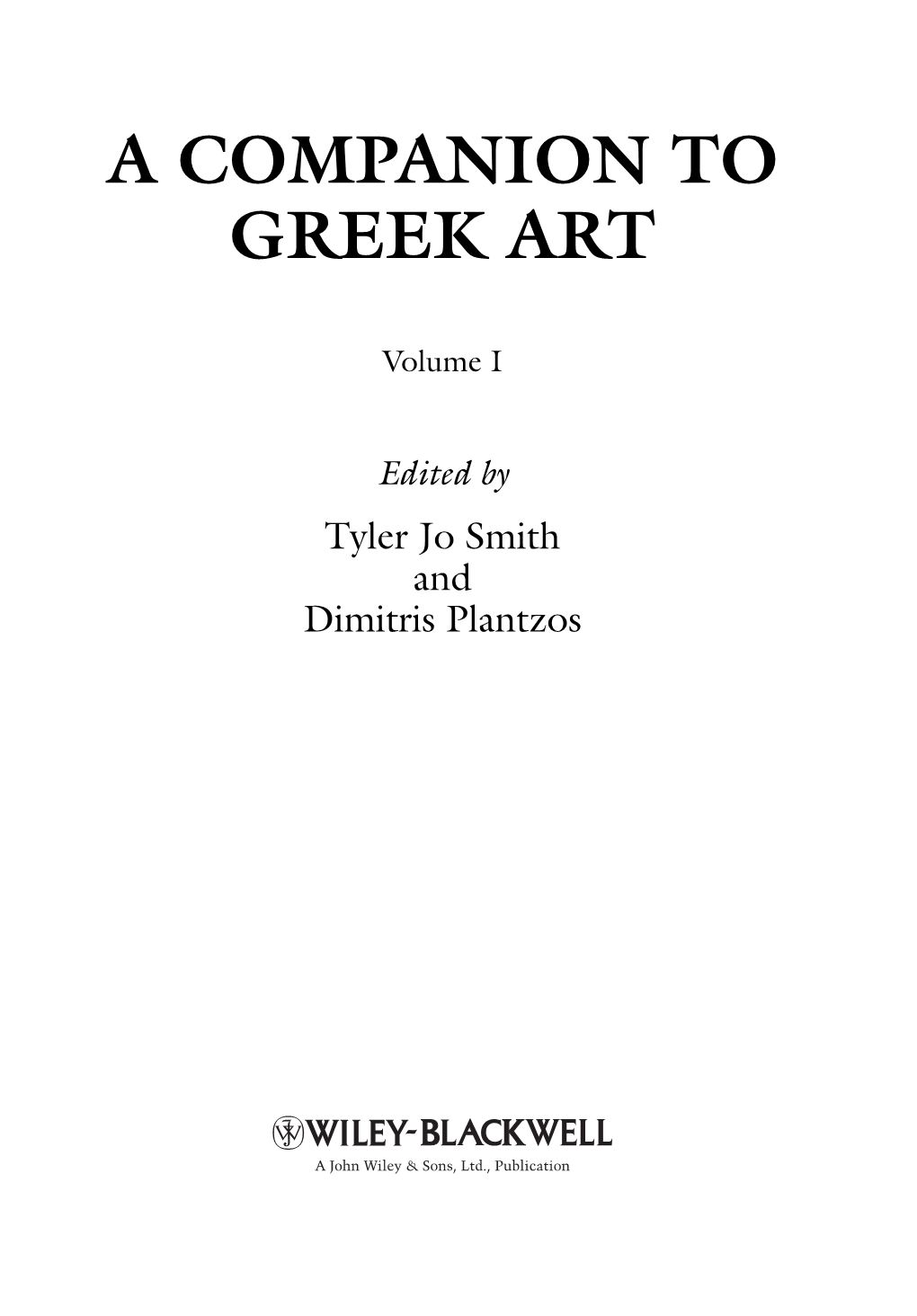 A Companion to Greek Art