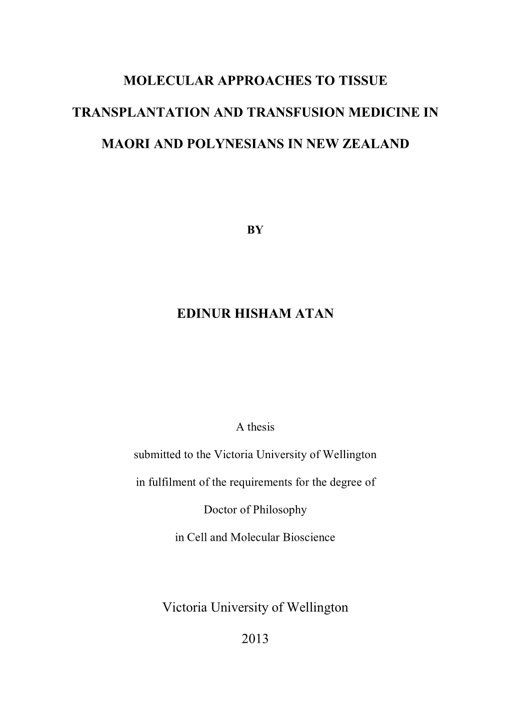 Molecular Approaches to Tissue Transplantation and Transfusion Medicine in Maori and Polynesians in New Zealand