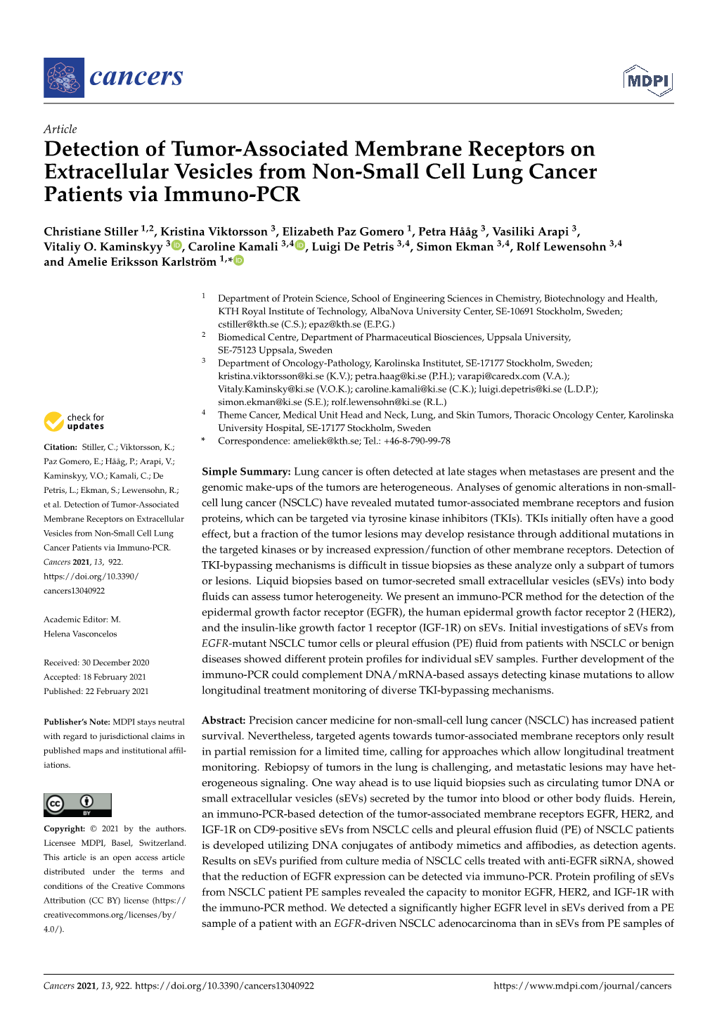 Detection of Tumor-Associated Membrane Receptors on Extracellular Vesicles from Non-Small Cell Lung Cancer Patients Via Immuno-PCR