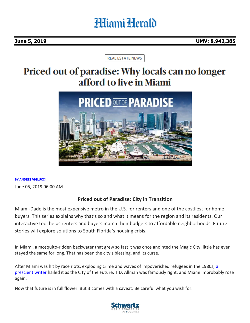 Priced out of Paradise: City in Transition Miami-Dade Is the Most Expensive Metro in the U.S