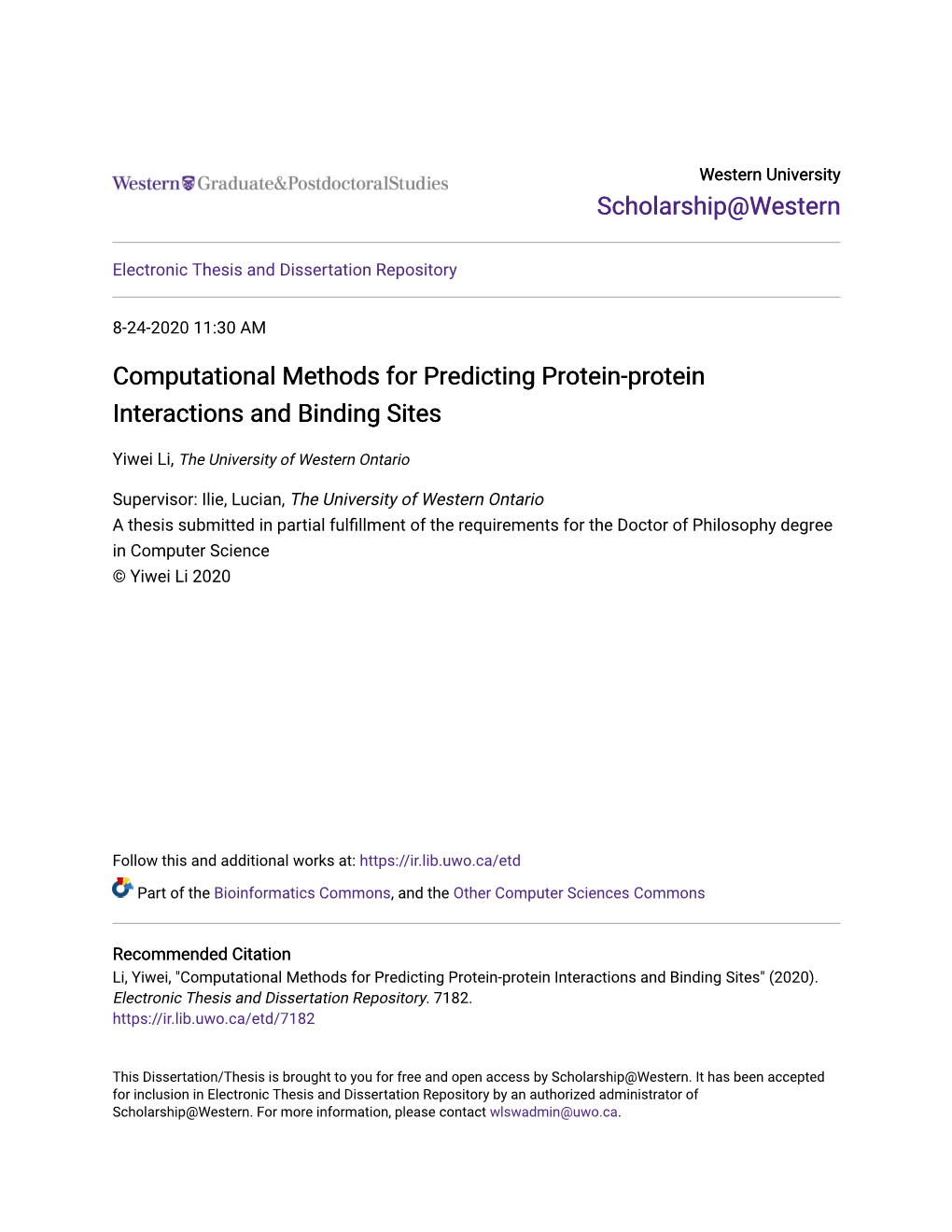 Computational Methods for Predicting Protein-Protein Interactions and Binding Sites