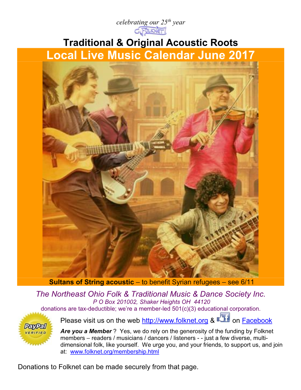 Local Live Music Calendar June 2017