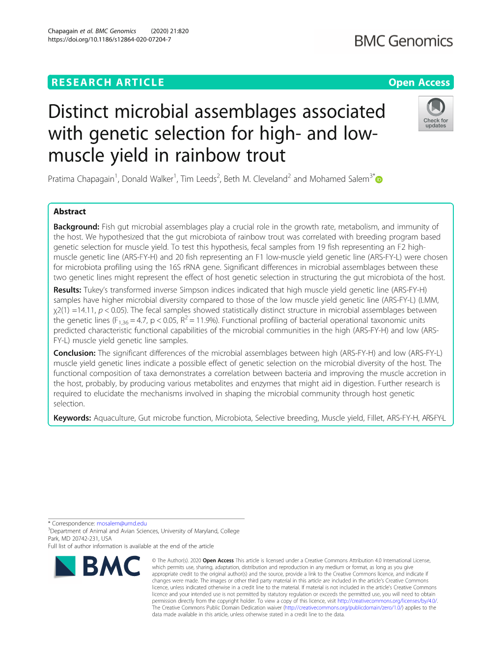 Distinct Microbial Assemblages Associated with Genetic Selection