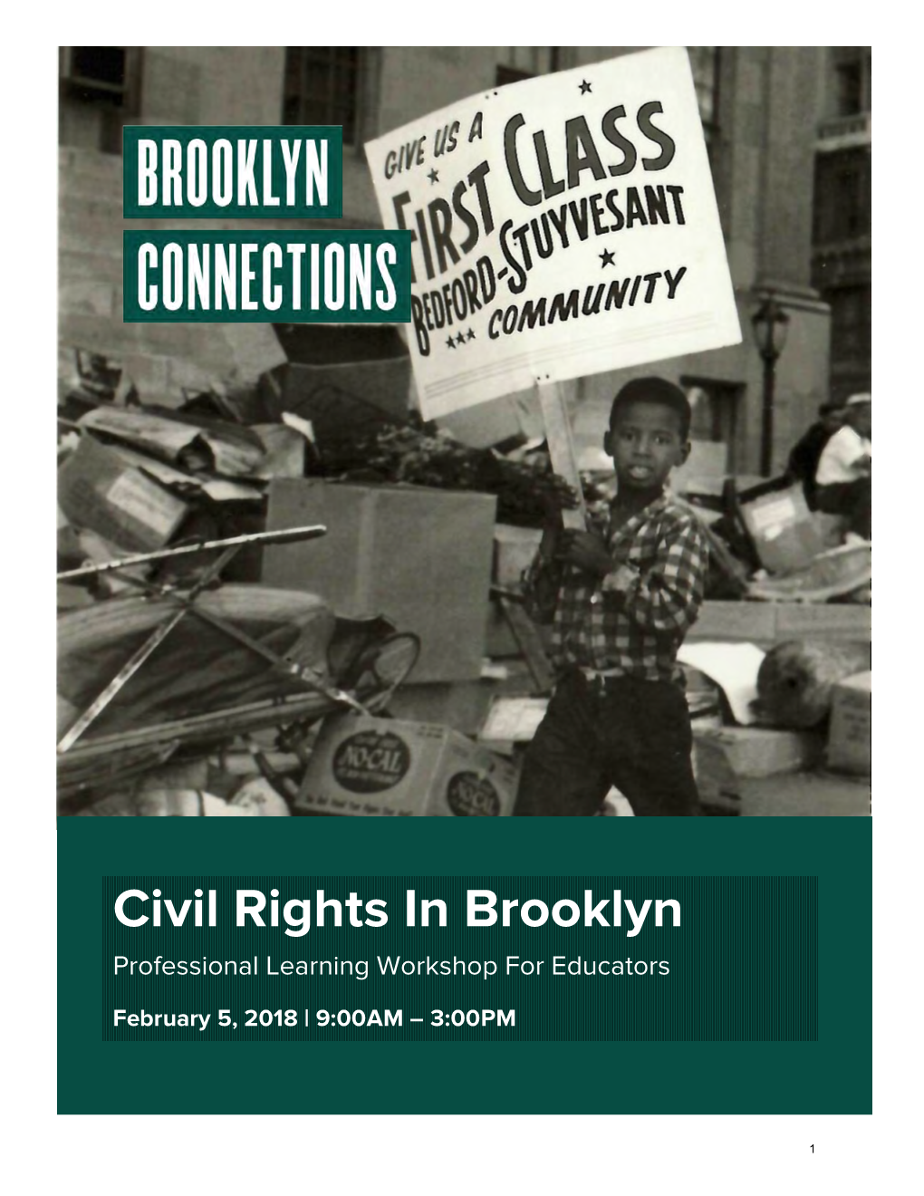 Civil Rights in Brooklyn Professional Learning Workshop for Educators