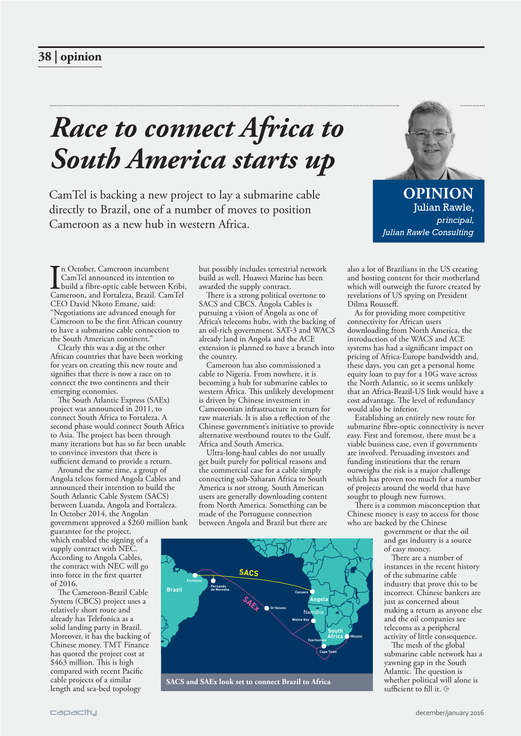 Race to Connect Africa to South America Starts Up