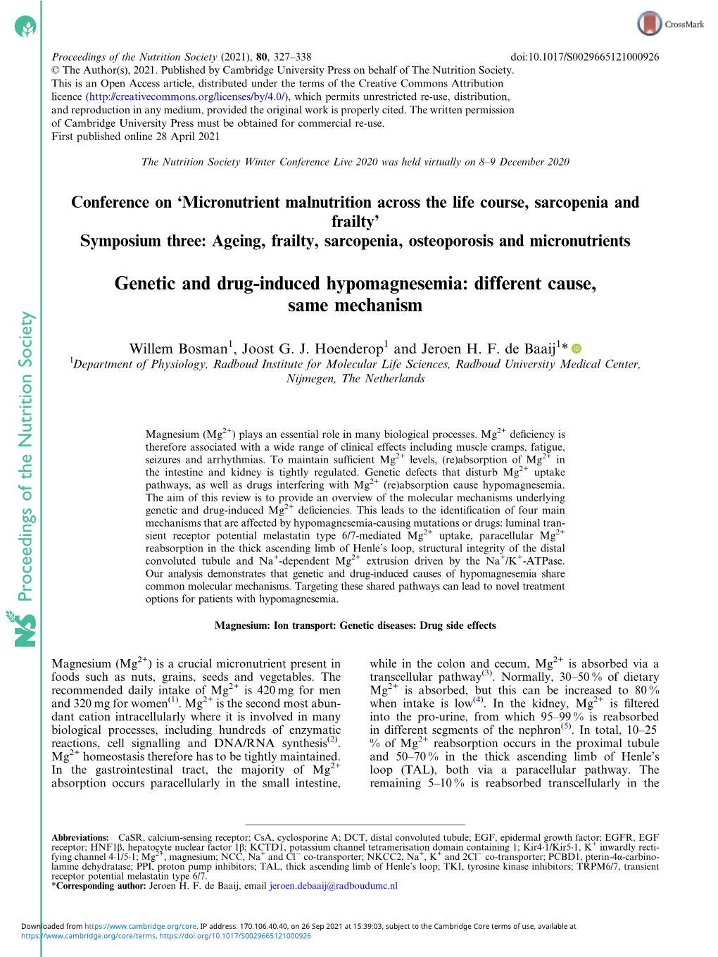 Genetic and Drug-Induced Hypomagnesemia: Different Cause, Same Mechanism