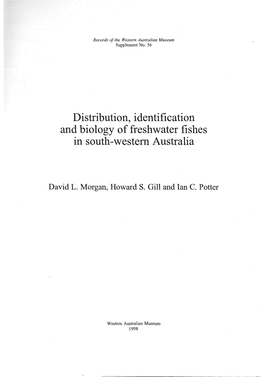 Distribution, Identification and Biology of Freshwater Fishes in South-Western Australia