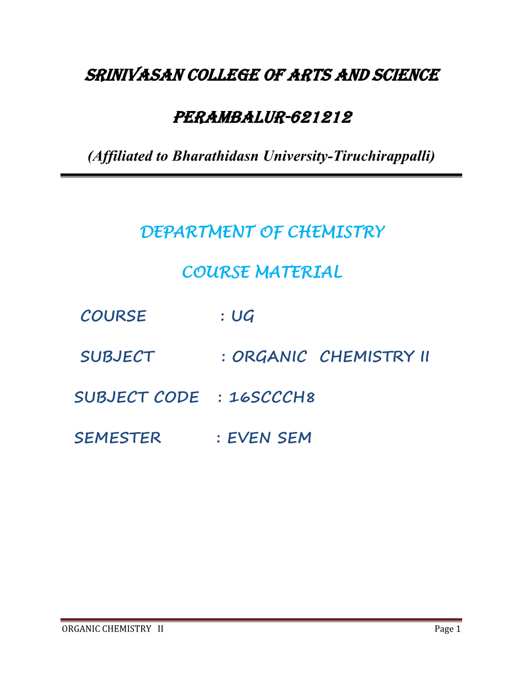 Srinivasan College of Arts and Science Perambalur-621212