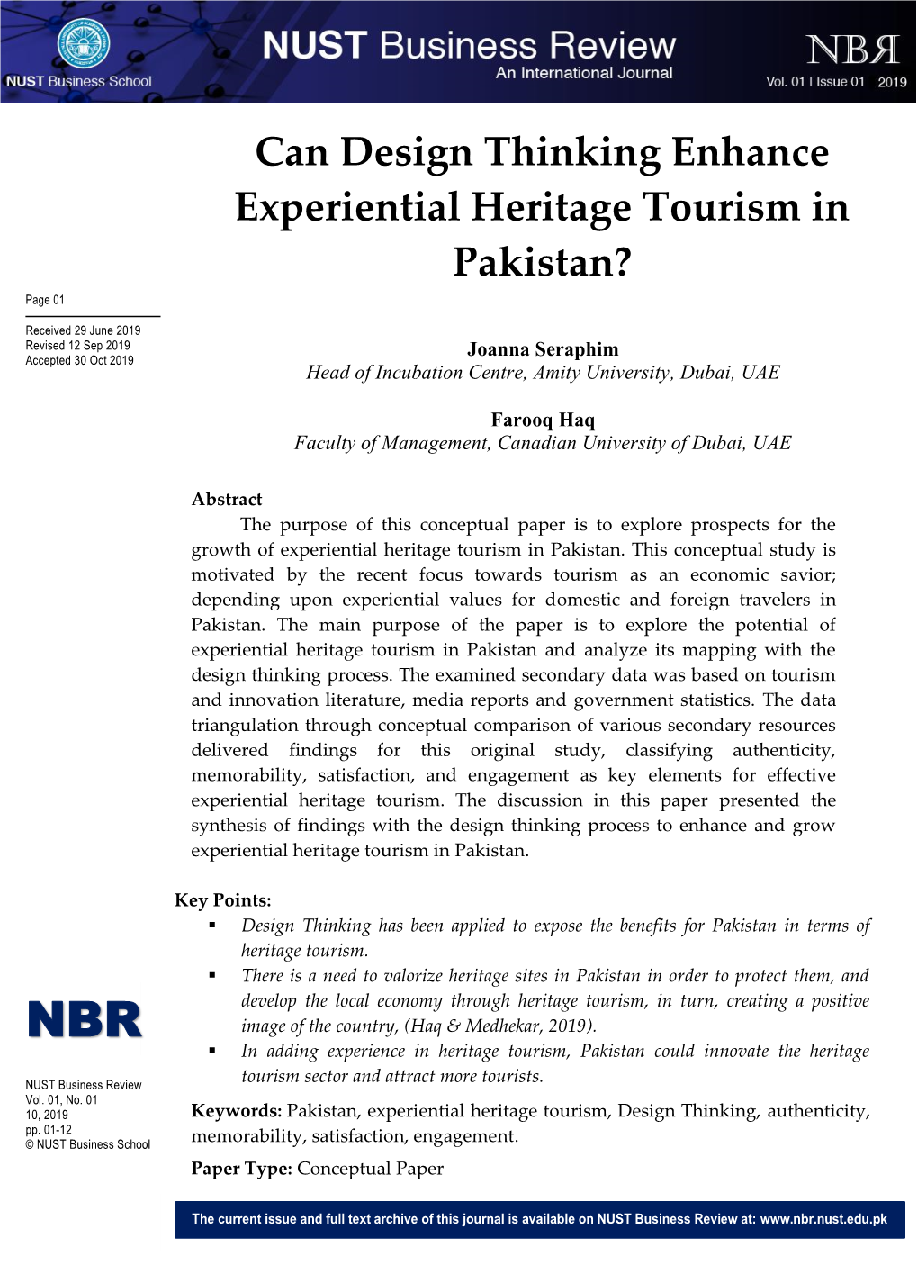 Can Design Thinking Enhance Experiential Heritage Tourism in Pakistan?