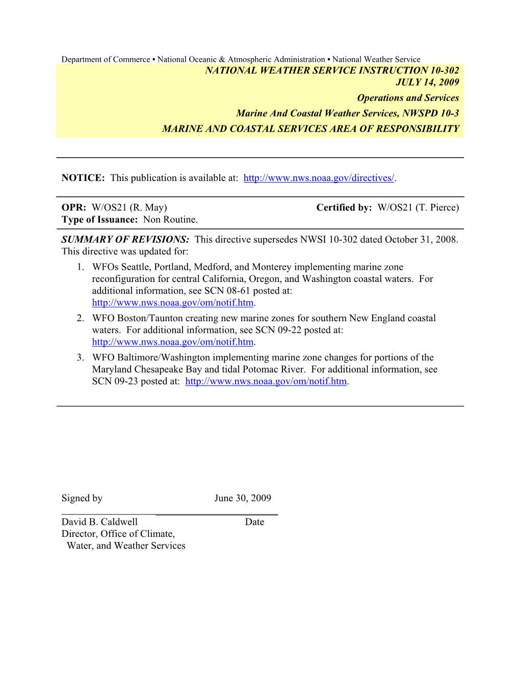 National Weather Service Instruction 10-302 July 14