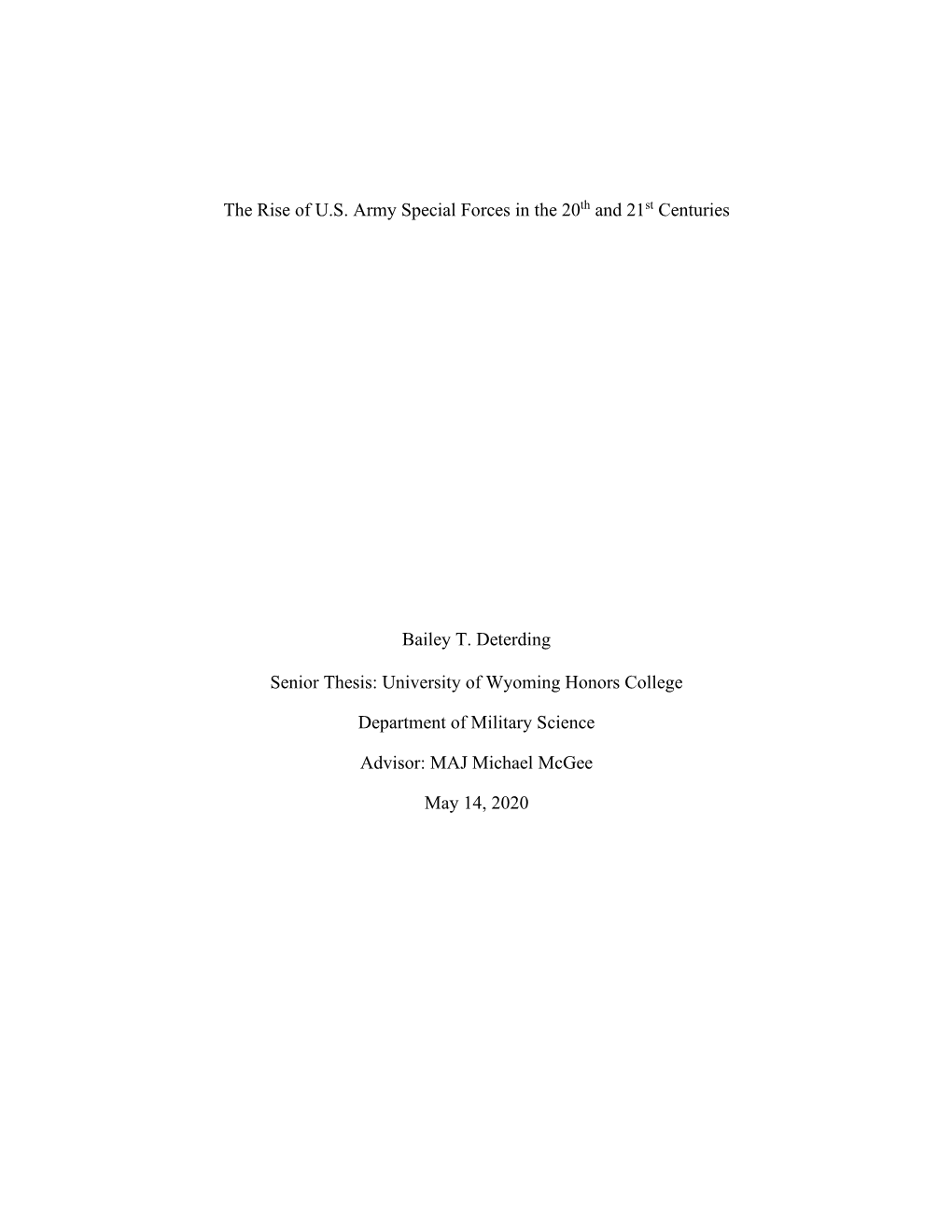 The Rise of U.S. Army Special Forces in the 20Th and 21St Centuries