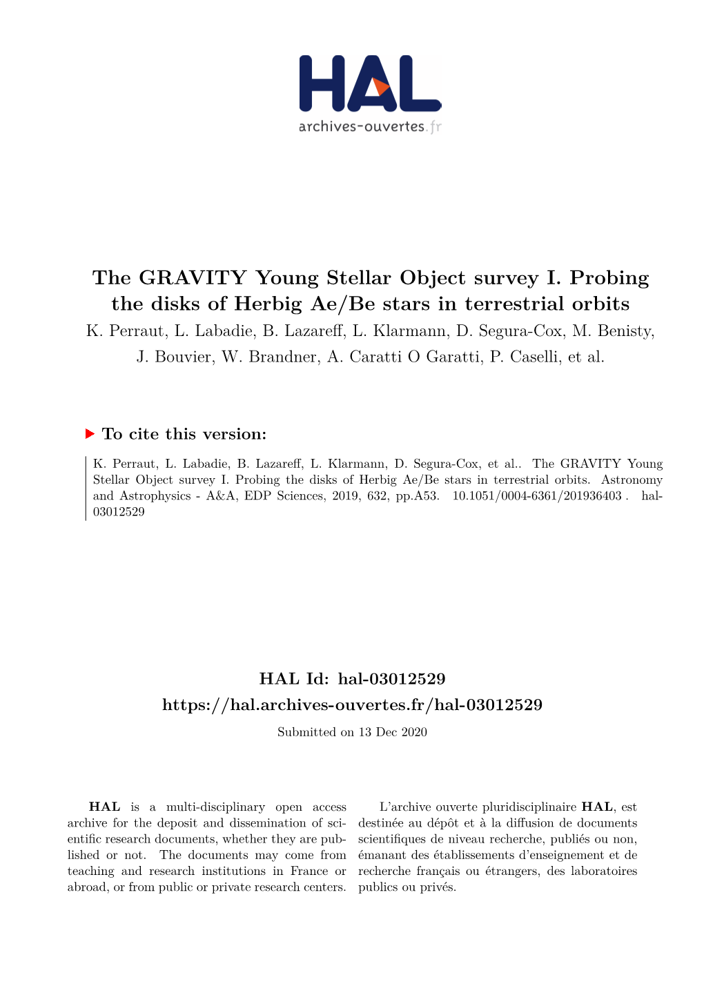 The GRAVITY Young Stellar Object Survey I. Probing the Disks of Herbig Ae/Be Stars in Terrestrial Orbits K