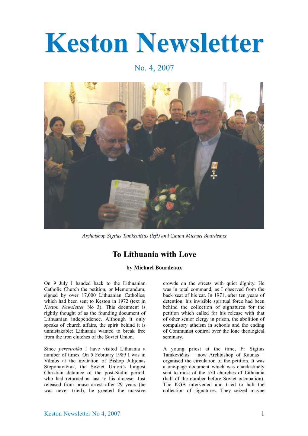 Newsletter No 4 2007