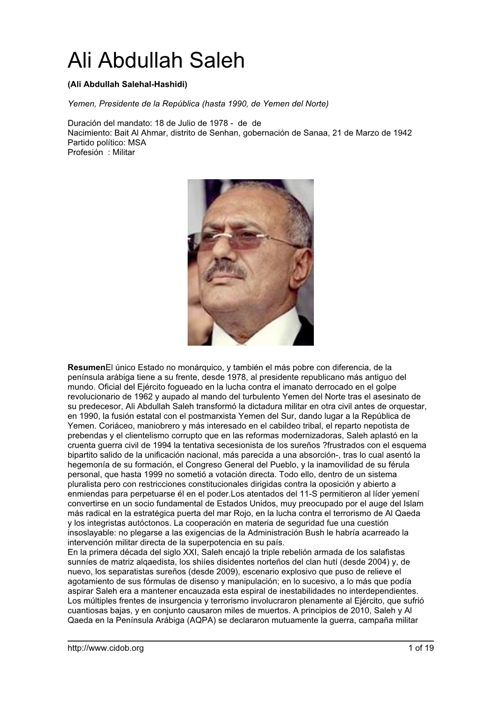 Ali Abdullah Saleh (Ali Abdullah Salehal-Hashidi)