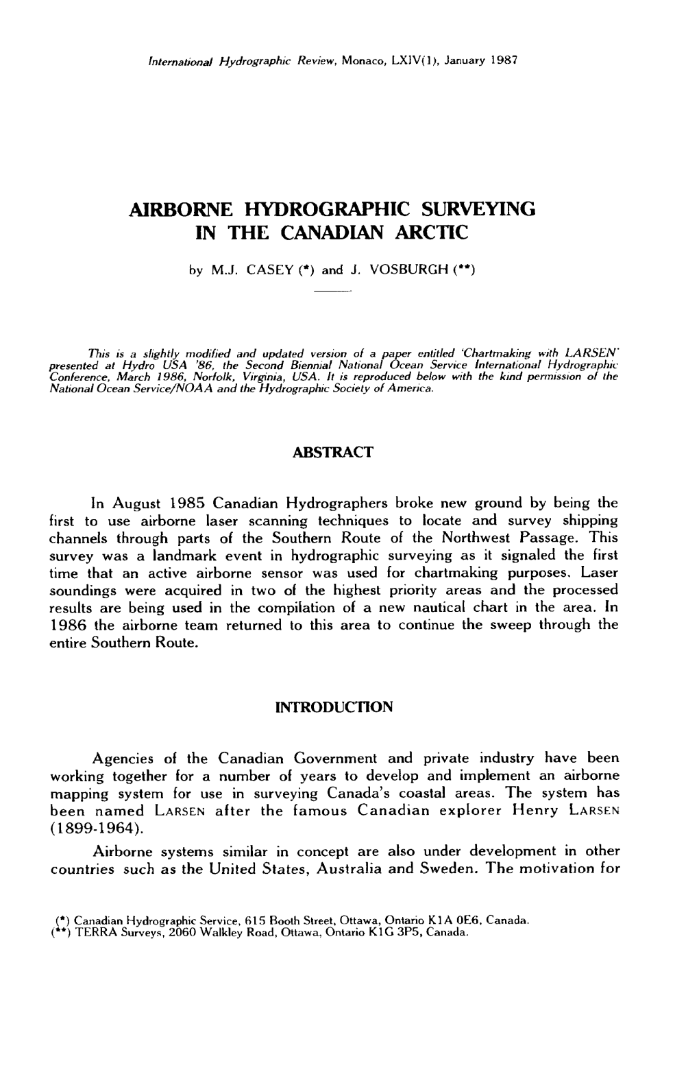Airborne Hydrographic Surveying in the Canadian Arctic