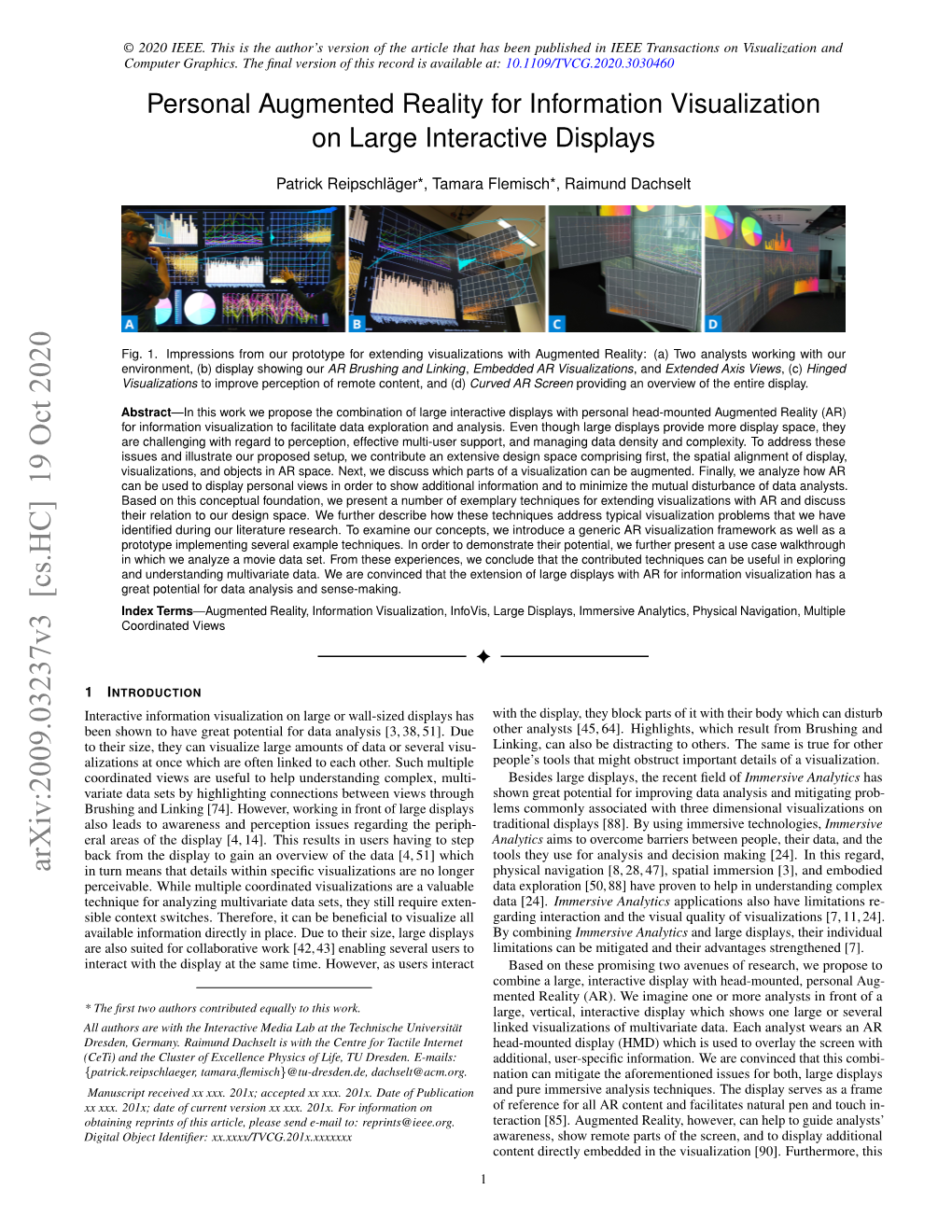 Personal Augmented Reality for Information Visualization on Large Interactive Displays