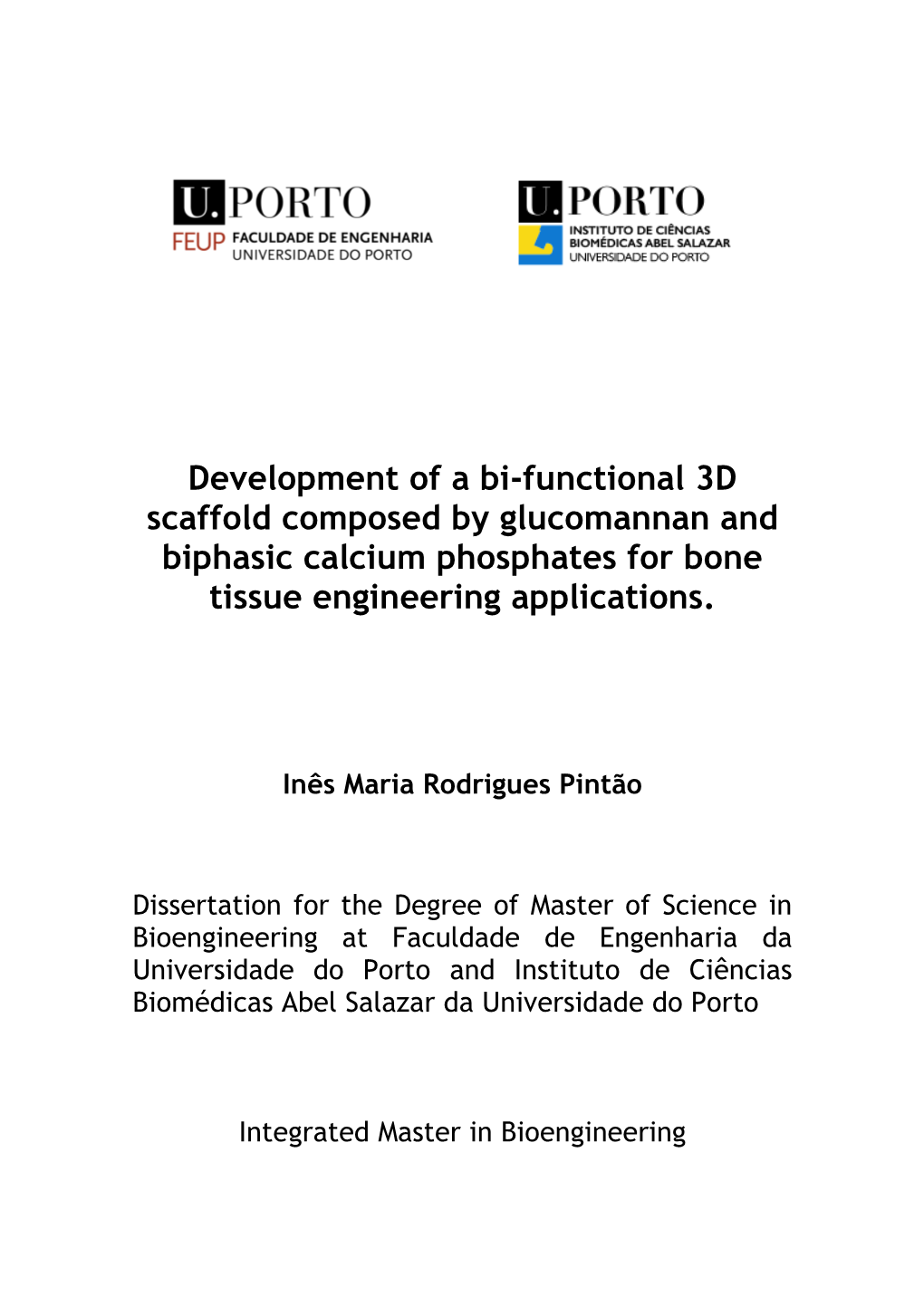 Development of a Bi-Functional 3D Scaffold Composed by Glucomannan and Biphasic Calcium Phosphates for Bone Tissue Engineering Applications