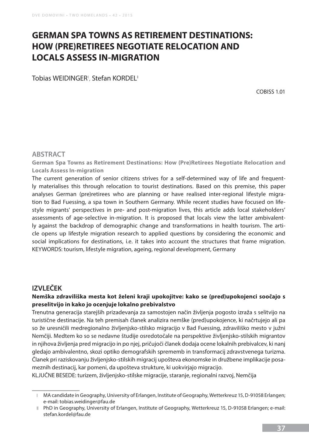 German Spa Towns As Retirement Destinations: How (Pre)Retirees Negotiate Relocation and Locals Assess In-Migration