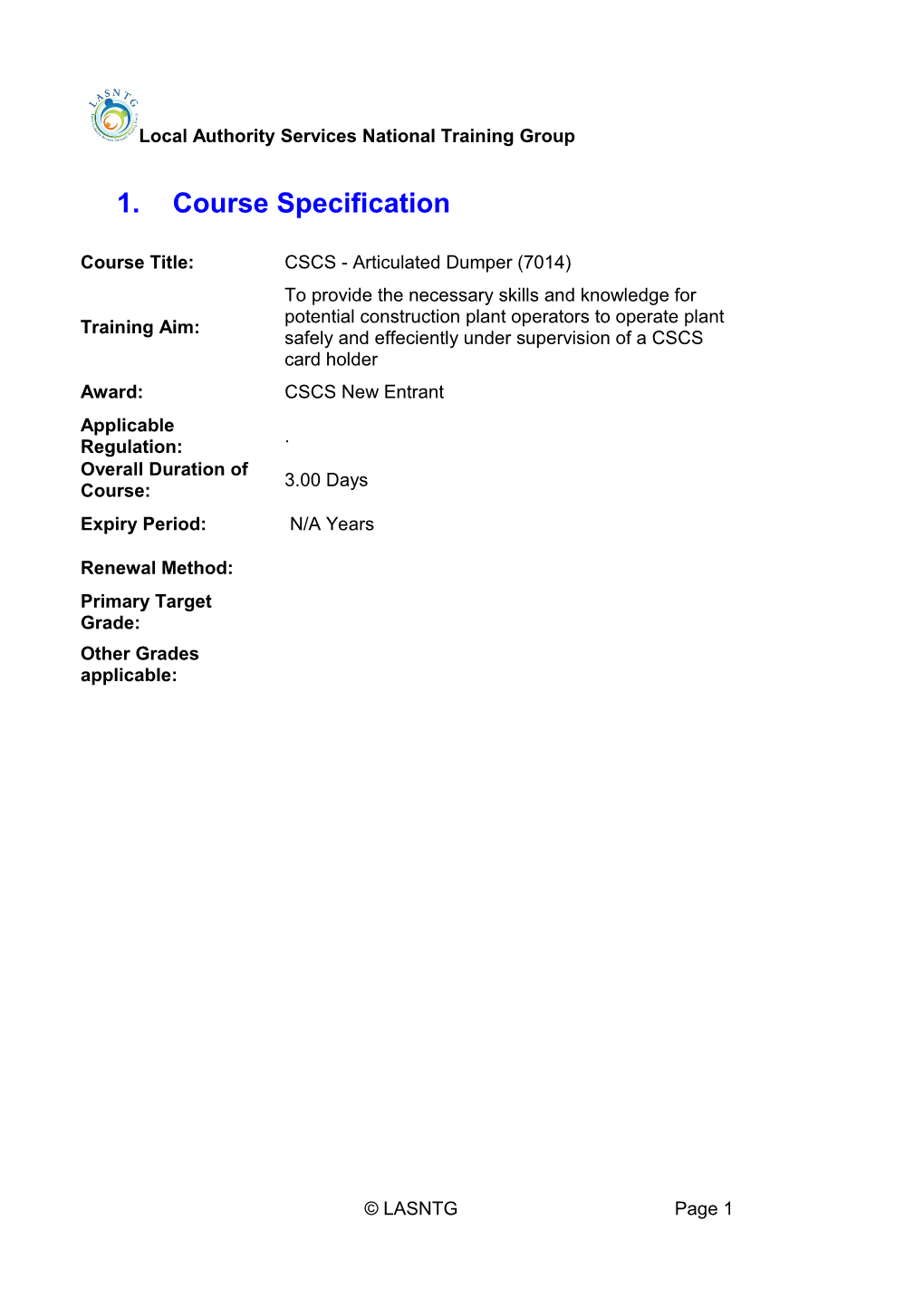 Course Specification