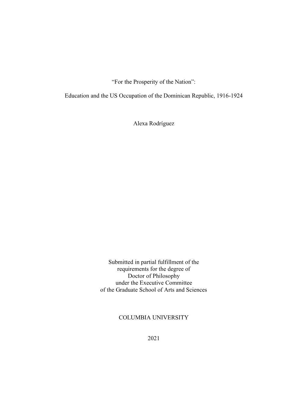 Education and the US Occupation of the Dominican Republic, 1916-1924