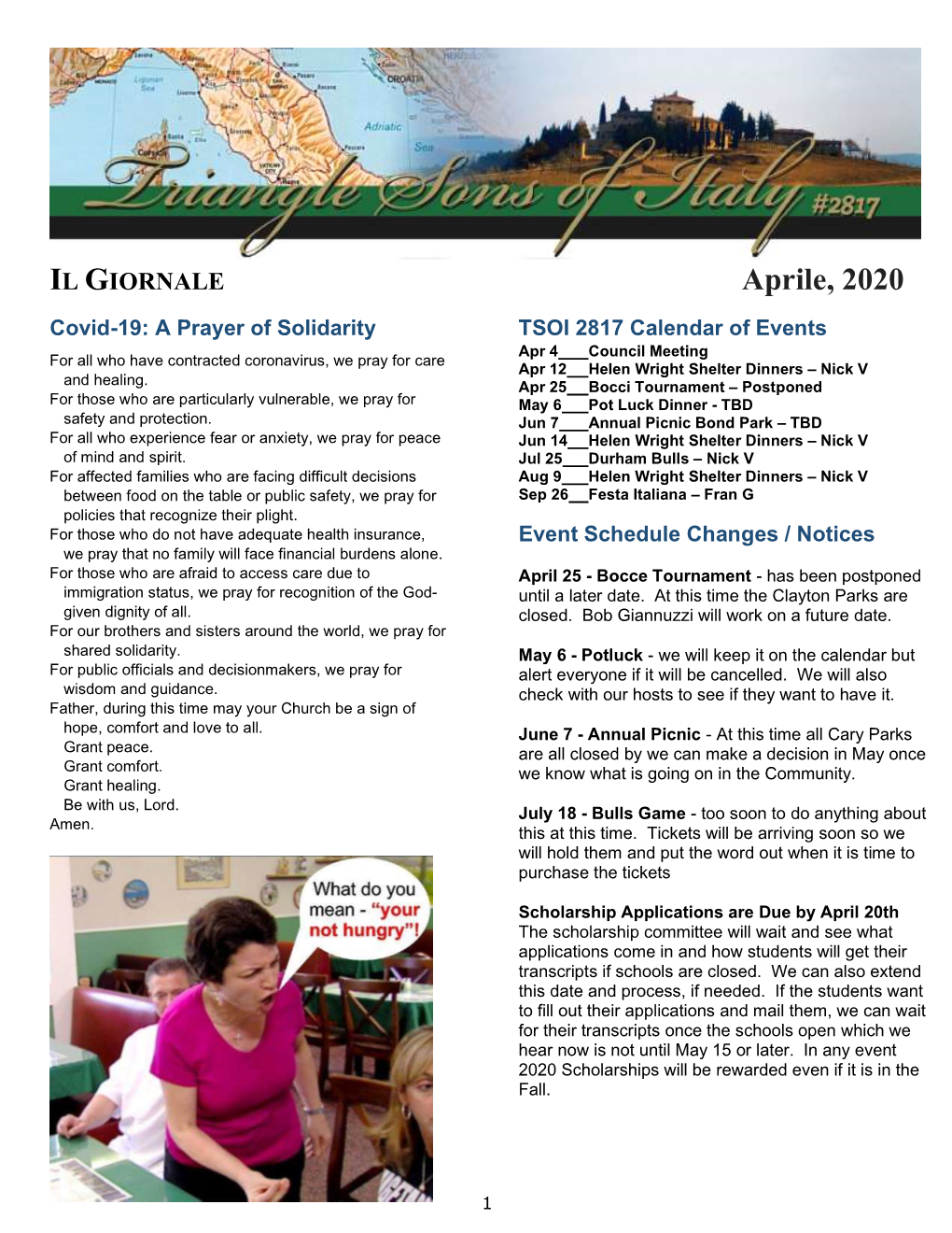 April 2020 TSOI Newsletter