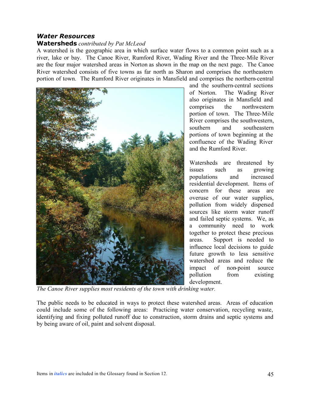 45 Water Resources Watersheds Contributed by Pat Mcleod A