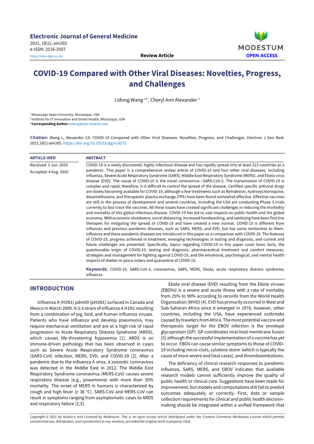 COVID-19 Compared with Other Viral Diseases: Novelties, Progress, and Challenges