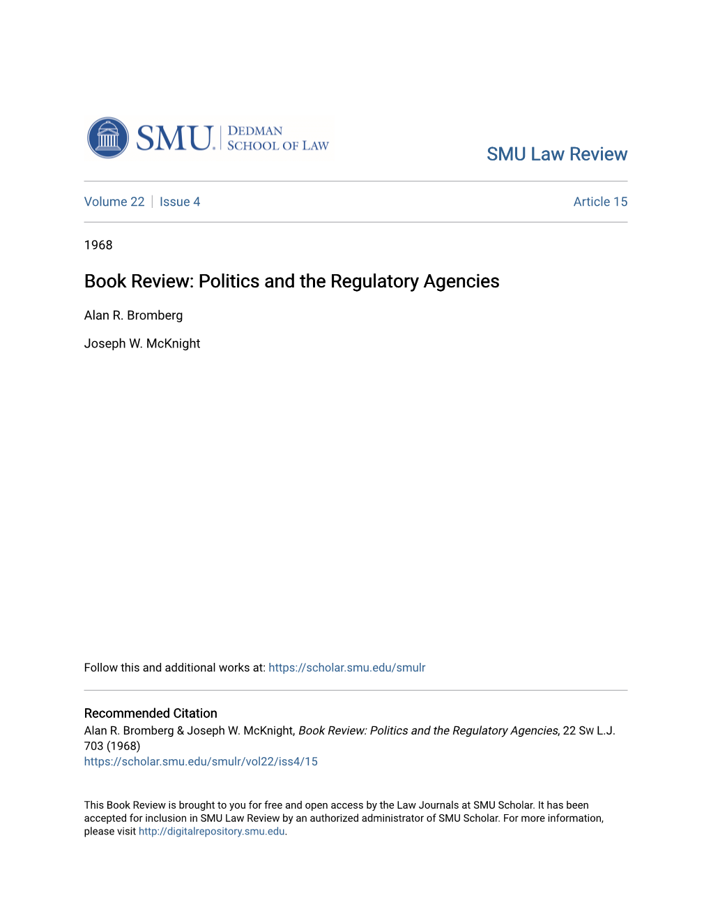 Book Review: Politics and the Regulatory Agencies