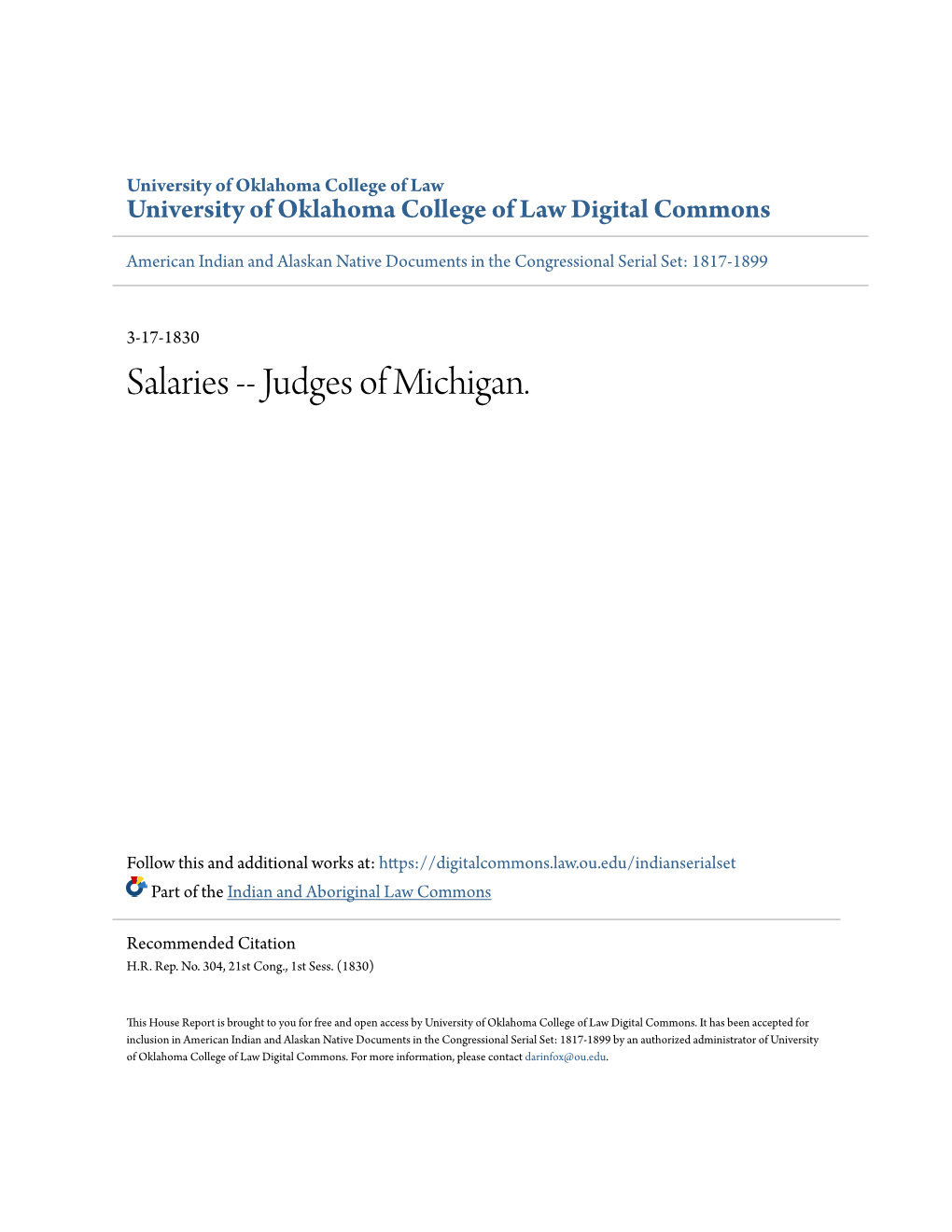 Salaries -- Judges of Michigan