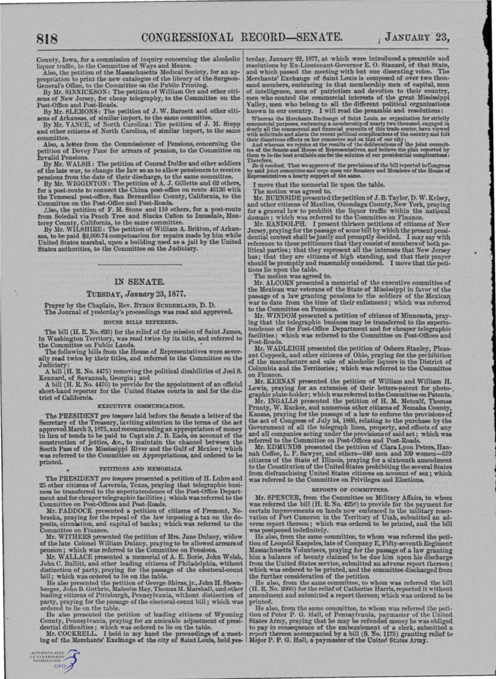 Congressional Record-Senate. 1 January 23