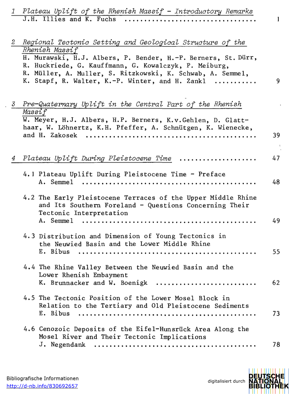 1 Plateau Uplift of the Rhenish Massif - Introductory Remarks J.H