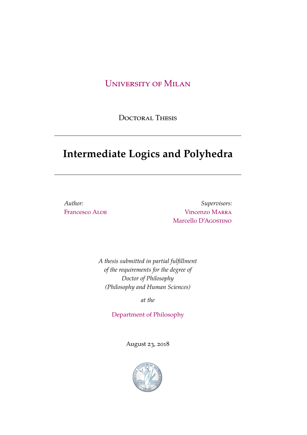 Intermediate Logics and Polyhedra