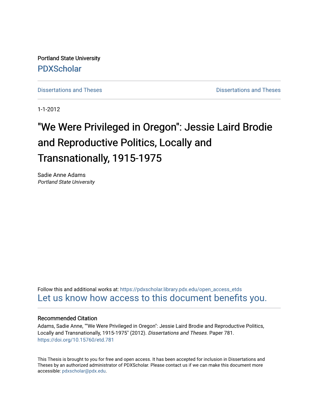 Jessie Laird Brodie and Reproductive Politics, Locally and Transnationally, 1915-1975