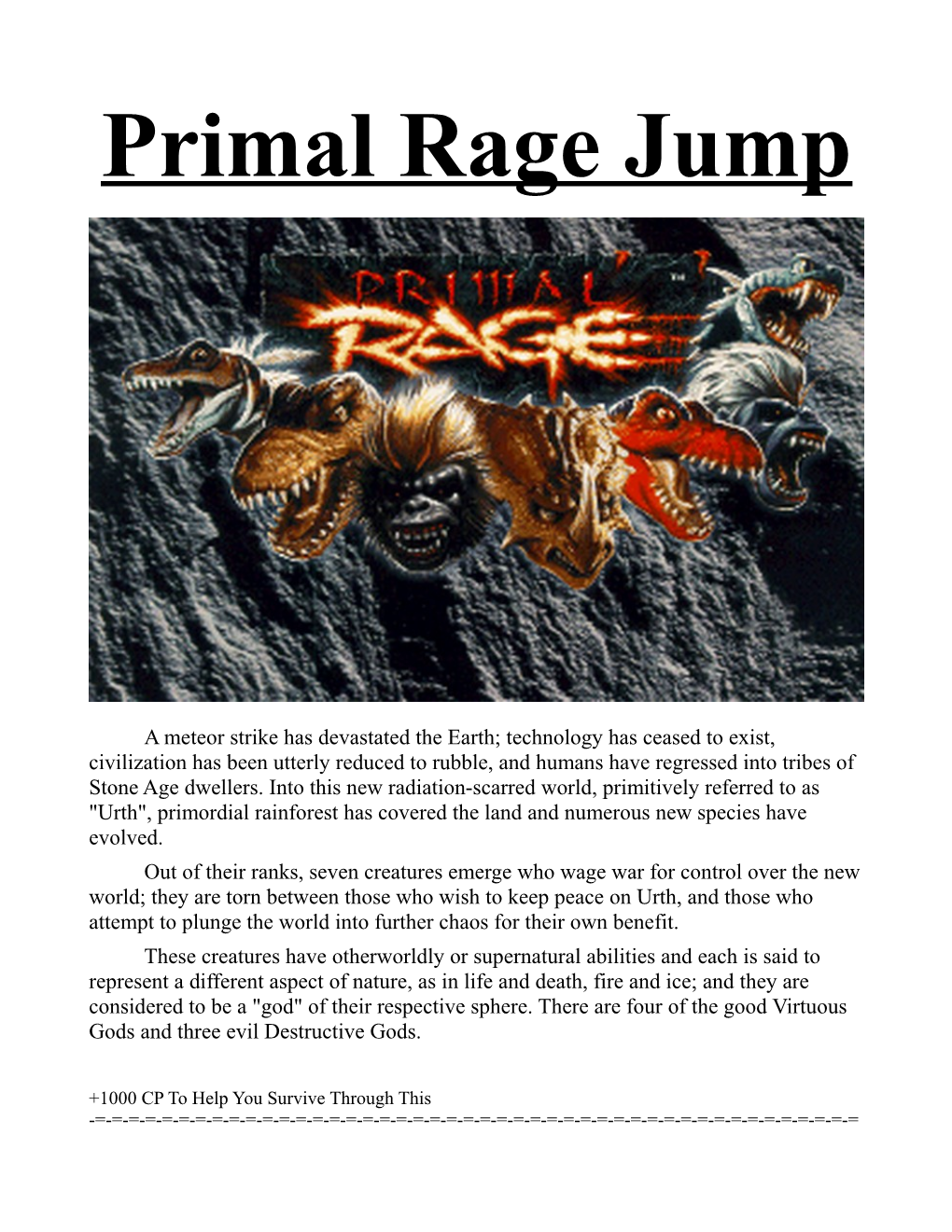 Primal Rage Jump
