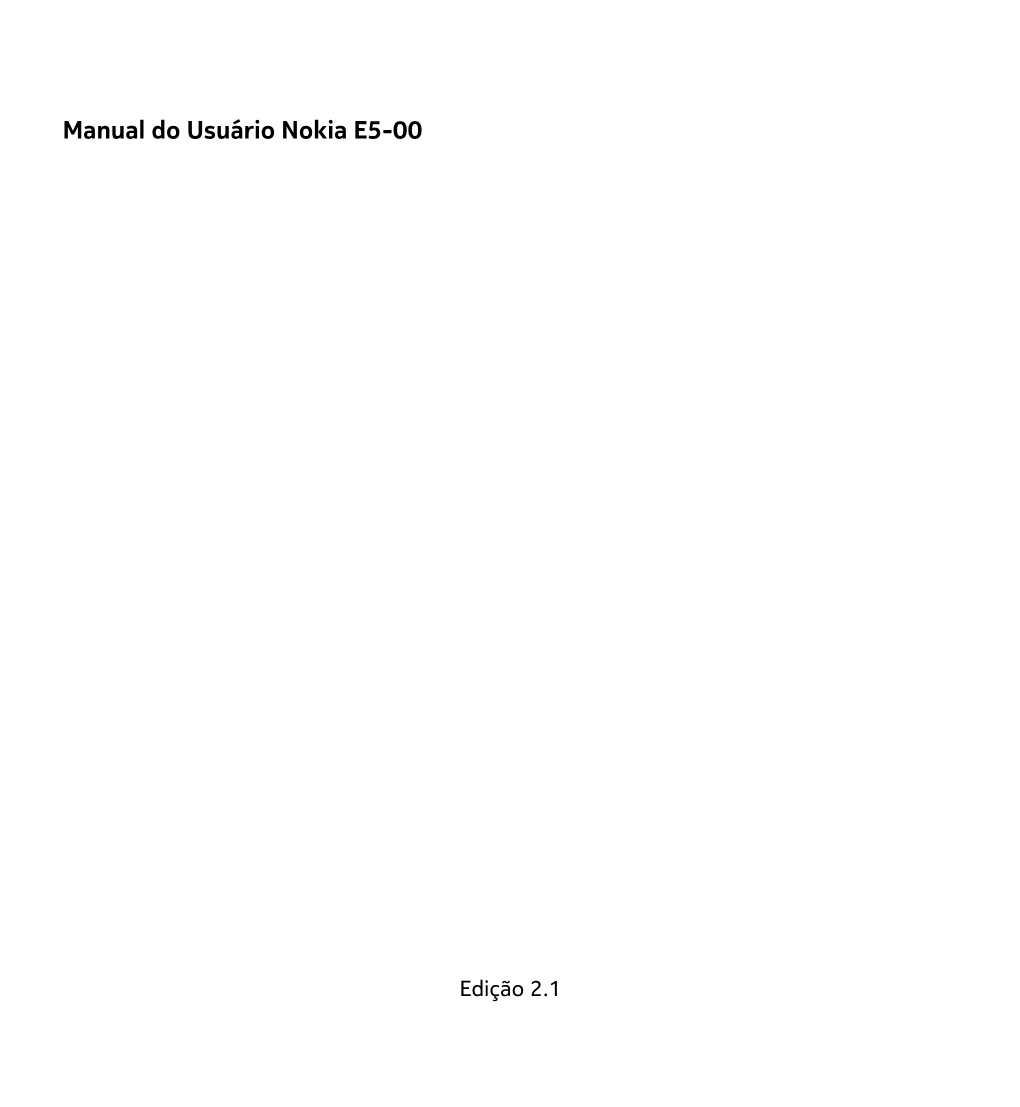 Manual Do Usuário Nokia E5-00