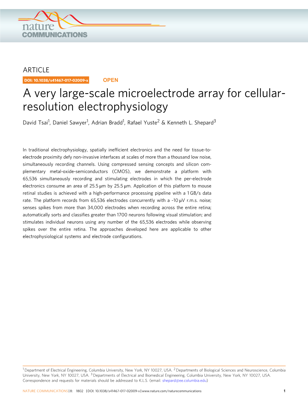 A Very Large-Scale Microelectrode Array for Cellular-Resolution