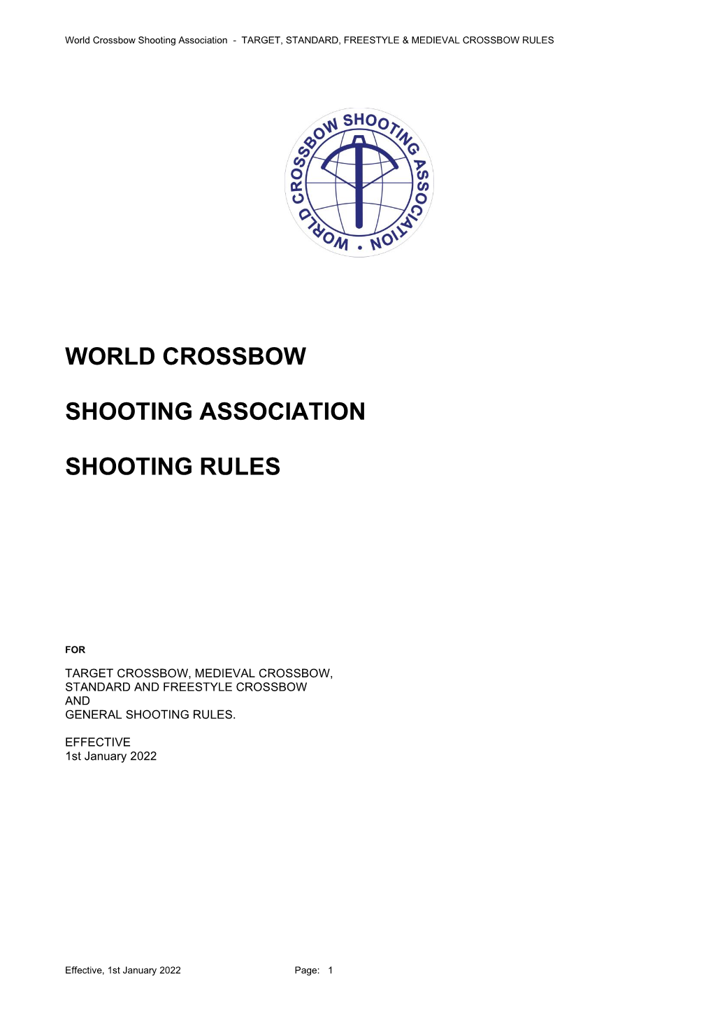 World Crossbow Shooting Association Shooting Rules
