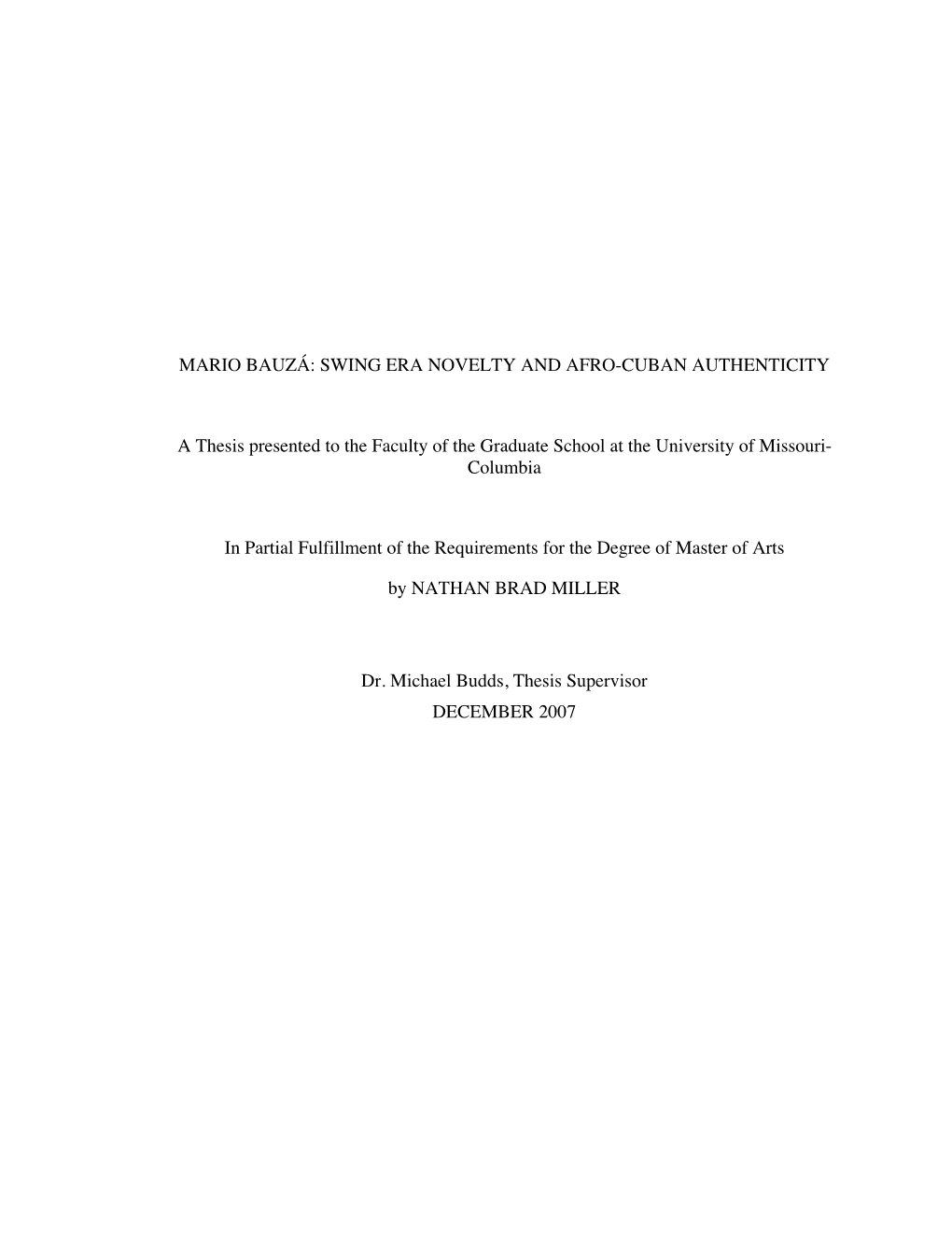 Mario Bauzá: Swing Era Novelty and Afro-Cuban Authenticity