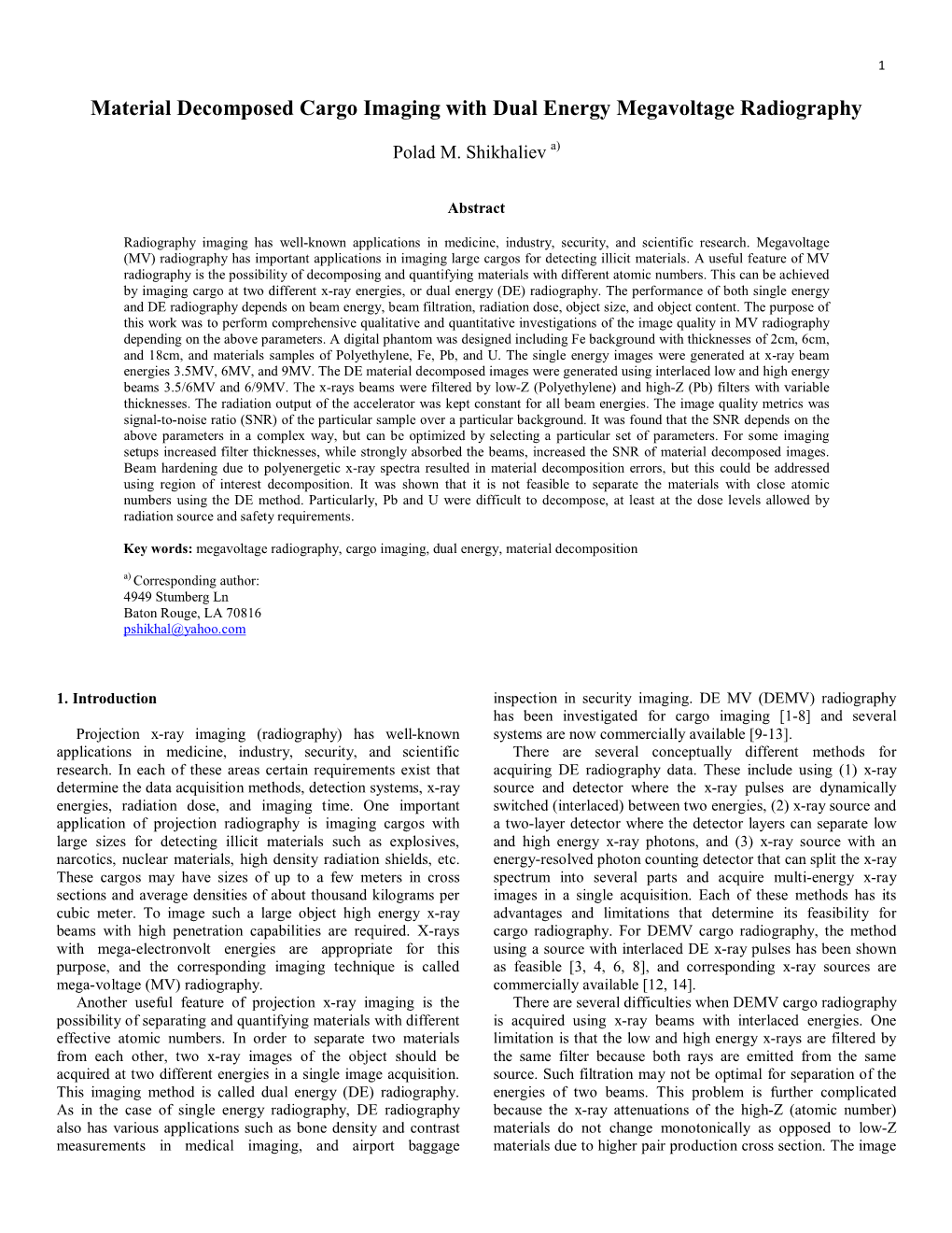 Material Decomposed Cargo Imaging with Dual Energy Megavoltage Radiography